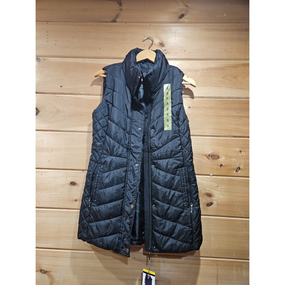 Weatherproof Womens‎ Black Quilted Puffer Vest Size Small Snap Zip Sleeveless...